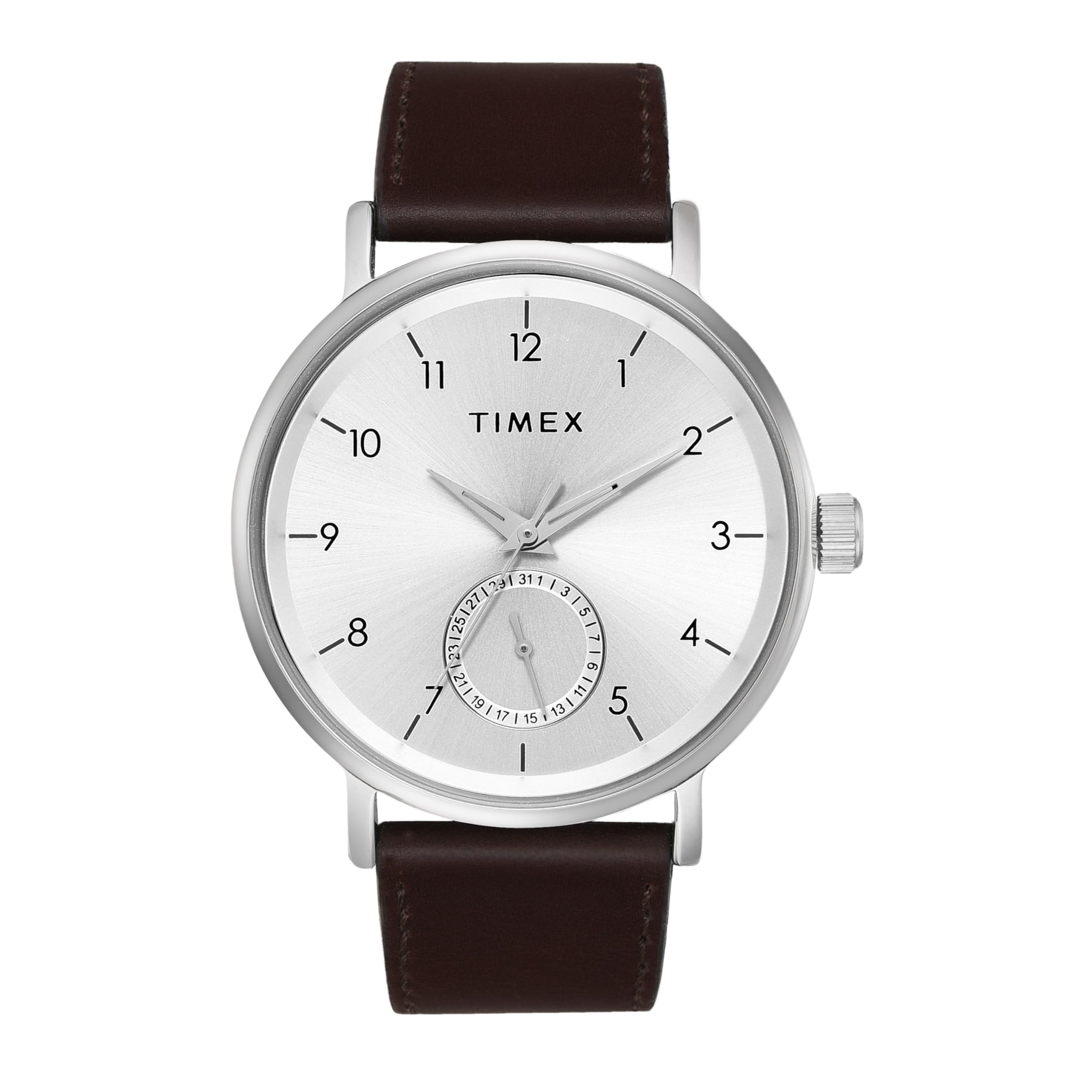 TIMEX Leather Men Silver Round Analog Dial Watch- Tweg20019, Brown Band (B0CQRQ82CZ) Amazon Price History, Amazon Price Tracker