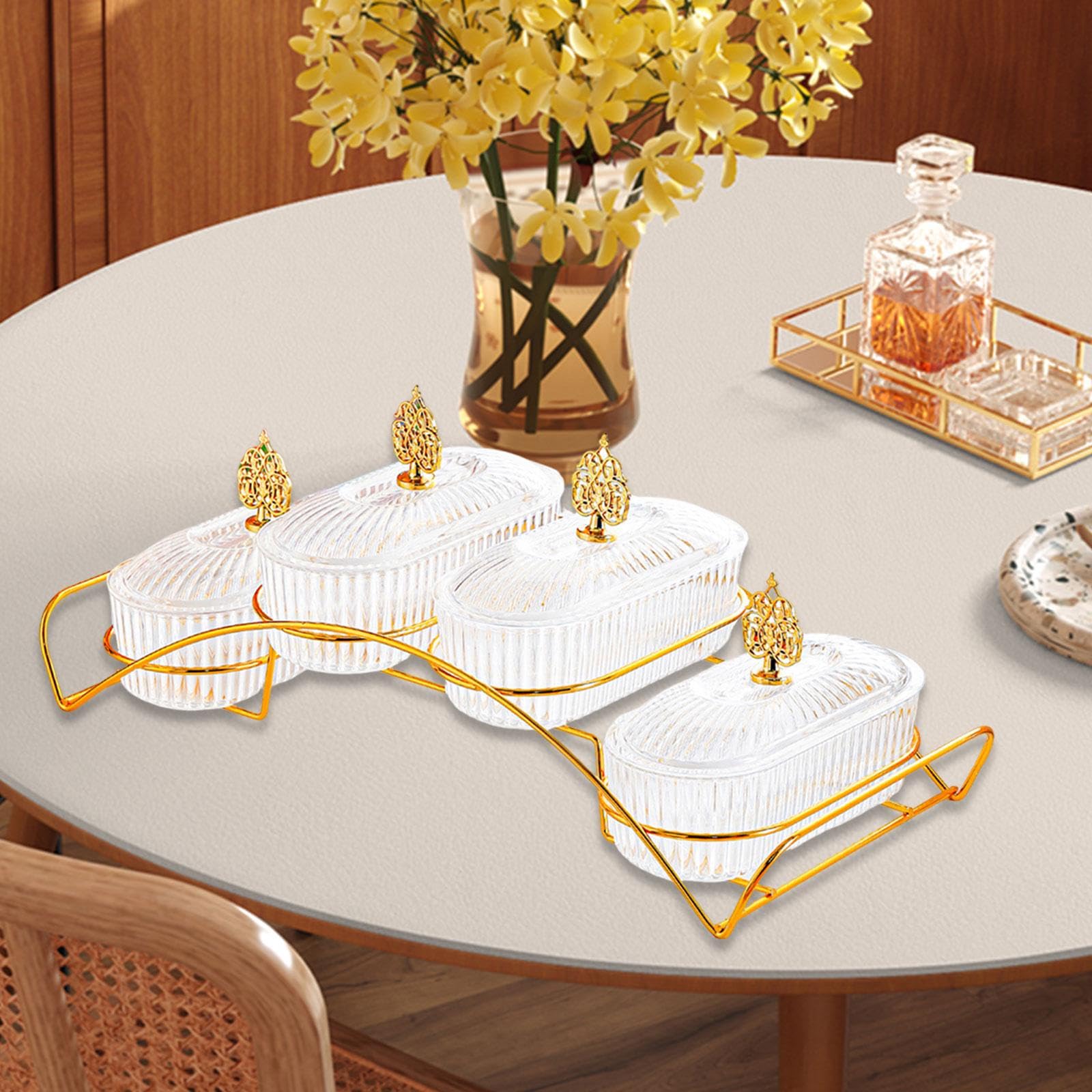 LOVIVER Plateau de fruits secs avec couvercle, plateau de service décoratif pour la maison, à noix pour biscuits, cupcakes, décoration pour salon ou fête, Clair