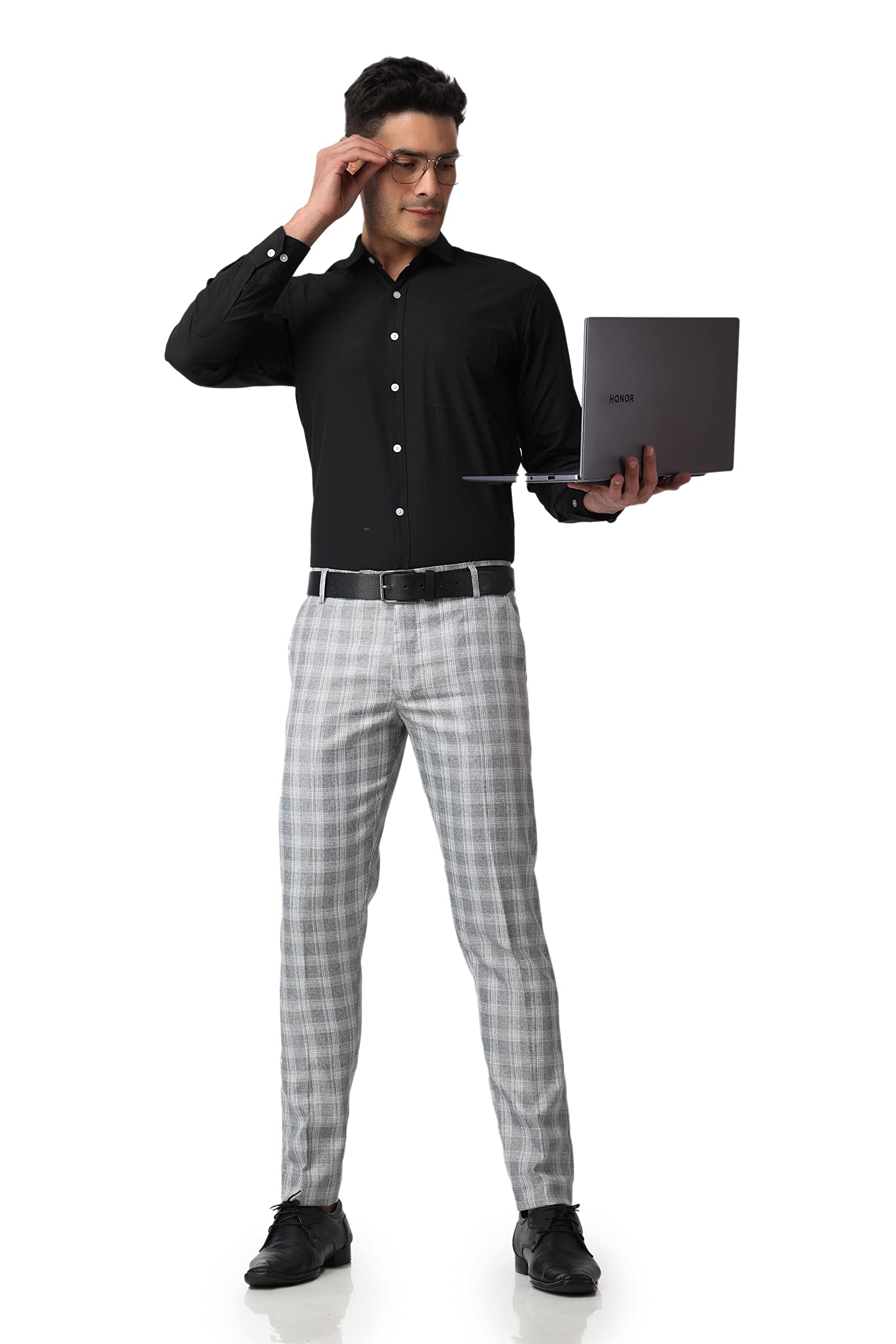 MALENOMen's Polycotton Slim Fit Checkered Trouser | Regular Fit Solid | Soft and Breathable Fabric