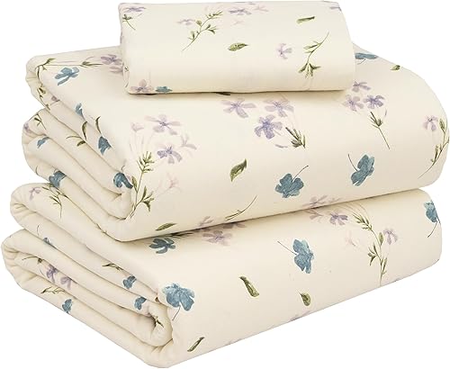 Vista 267 de RUVANTI Juego de sábanas de franela 100% algodón, tamaño matrimonial, 4 piezas, Alpine Serenity Serenidad alpina