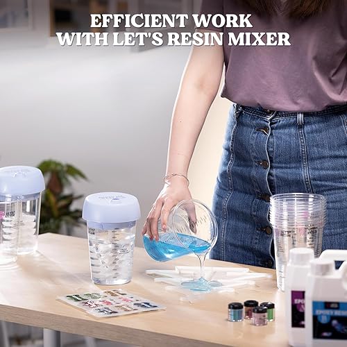 Miniatura 7 de LET'S RESIN Vasos mezcladores de resina, 45 unidades de 32 onzas (33.8 fl oz) 2 escalas de mezcla de pintura precisa con guantes protectores, vasos