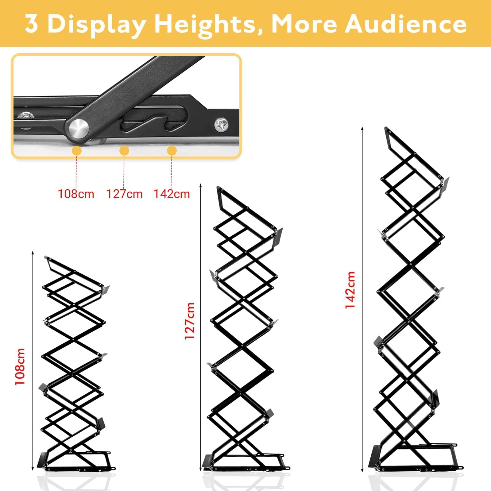 Espositore Pieghevole Per Brochure VEVOR - 6 Scomparti Argento - Lega Alluminio Con Borsa - Foto 4