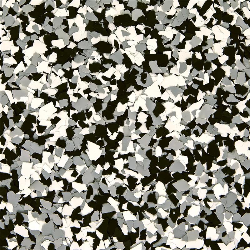 SIMIRON 40 lb Box Decorative Chip Flakes for Epoxy Floor Coating (FB-411 Domino Blend 1/4' Size) Protection/Enhancement for All Surfaces - for Garages, Basements, & More