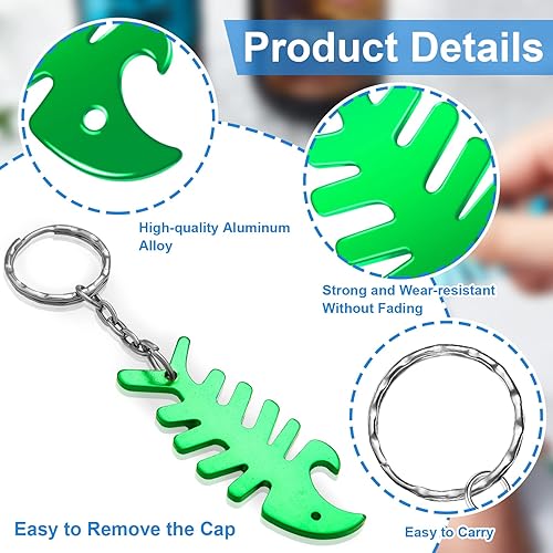 Miniatura 4 de Cunhill Llavero de hueso de pescado, llavero con dije de pez, accesorios para primer cumpleaños, regalos de fiesta, abrebotellas para hombres y