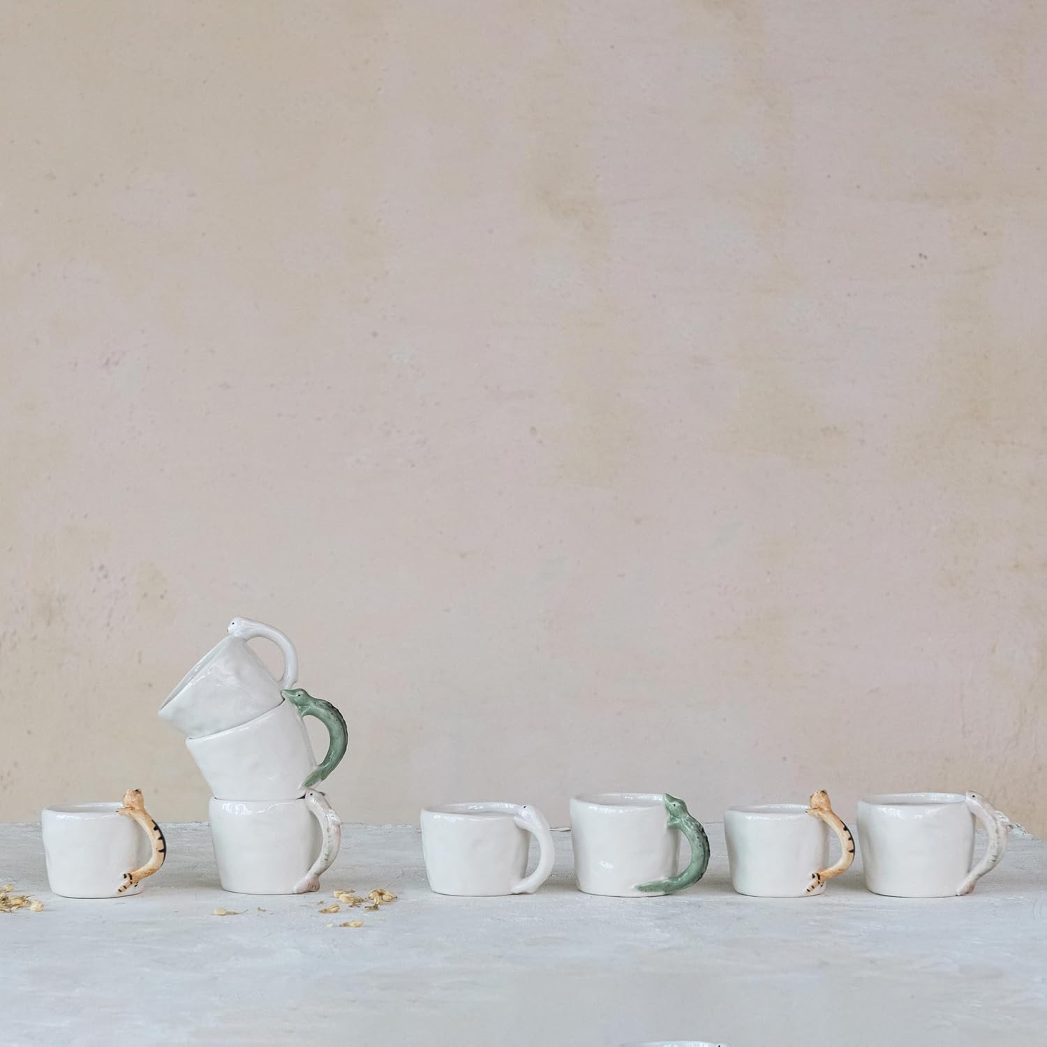 Creative Co-Op 12-Piece Stoneware Mug Set with Handle, Multicolor