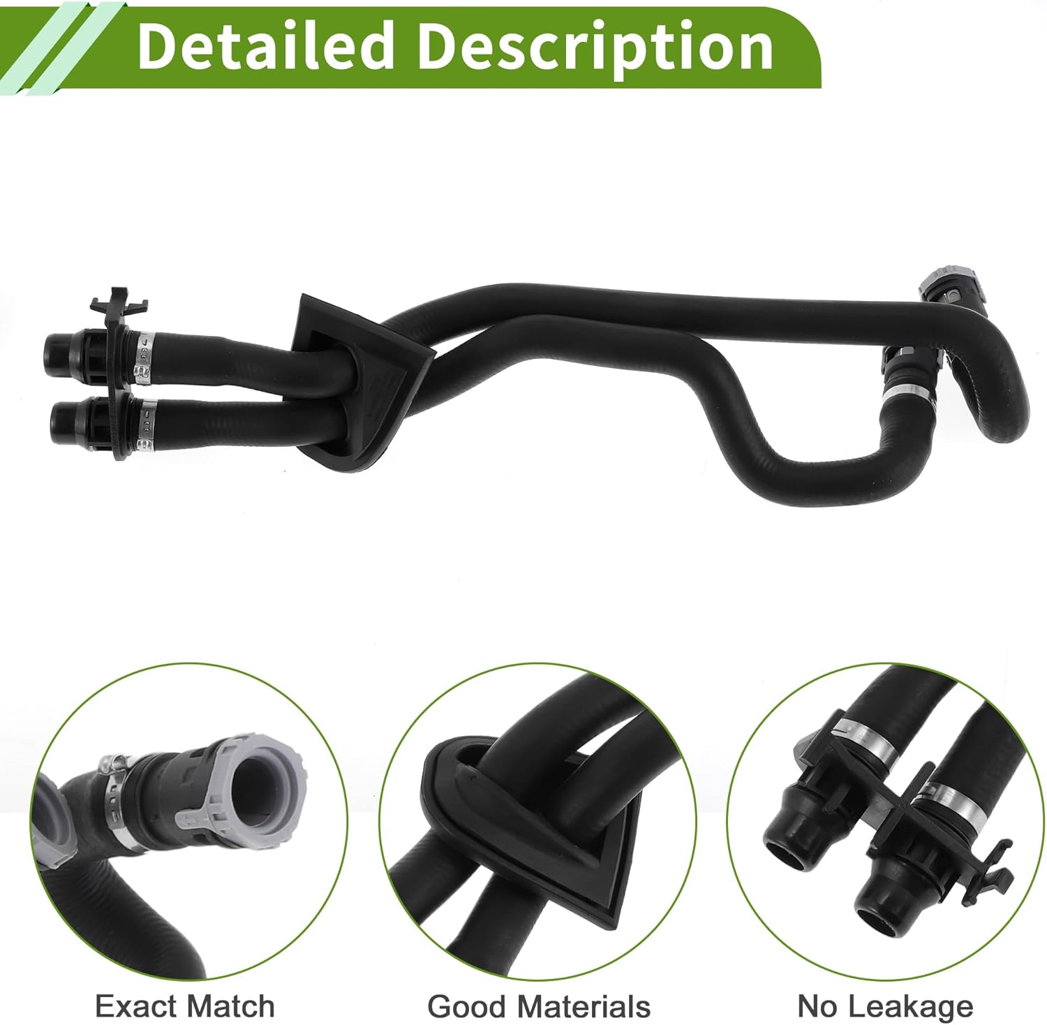 No.LR004074 HVAC Heater Hose Assembly for Land Rover Discovery Sport 2015-2020 Good Sealing Black Engine Radiator Hose Rubber 1 Pc