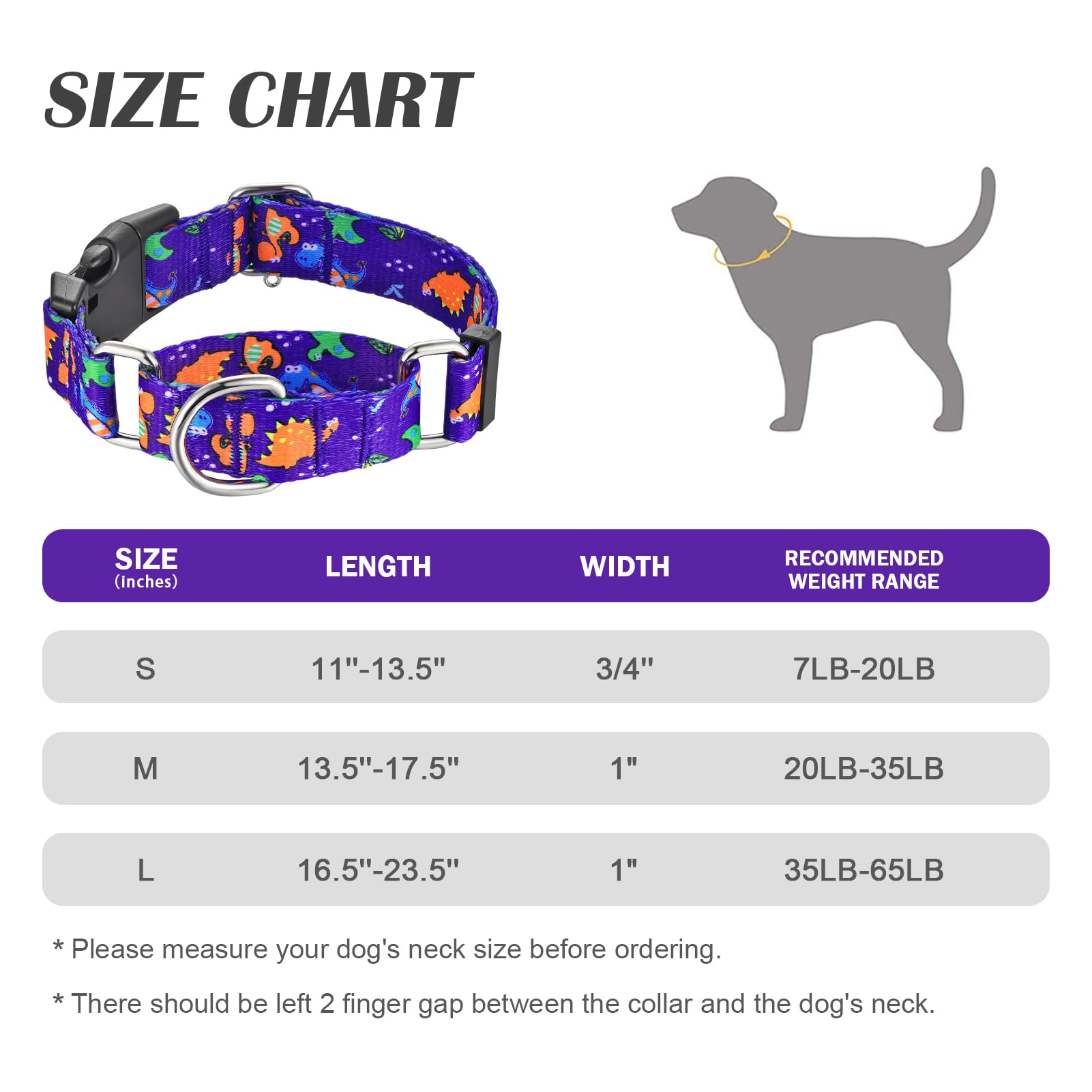 Hikiko Martingale Halsband für Hunde, niedliches Dinosaurier-Hundehalsband für kleine, mittelgroße und große Hunde, bequemes Nylon, lustige Hundehalsbänder (Dinosaurier, klein)