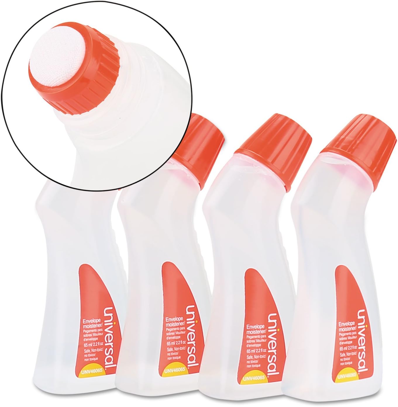 Universal Envelope Moistener with Adhesive, 2.2 Oz Bottle, Clear, 4/Pack : Office Products