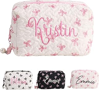 Bolsa de maquillaje acolchada con lazo person...