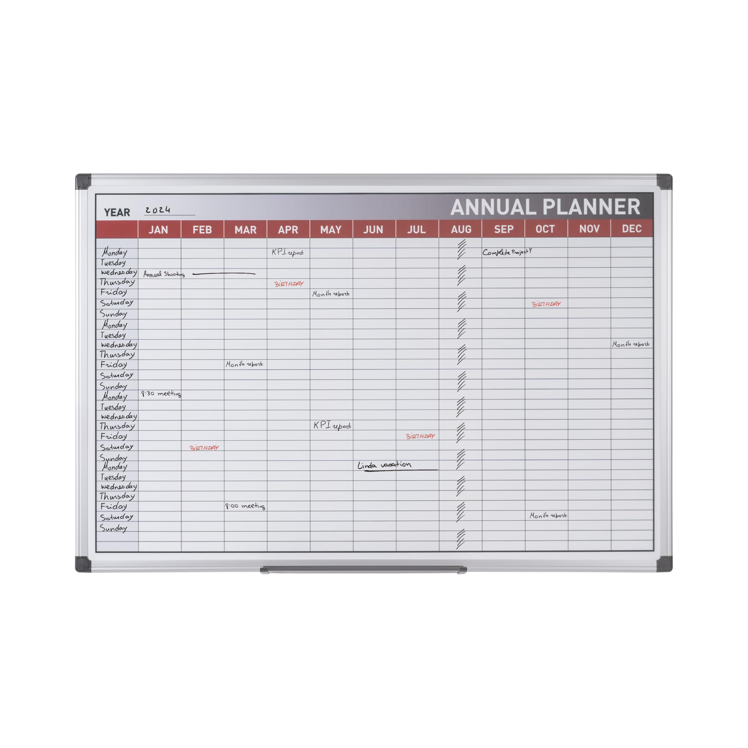 Bi-Office GA0337170 - Planificador anual magnética, 90 x 60 cm