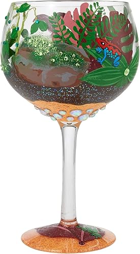 Enesco Designs by Lolita Rainforest Terrarium Copa Artisan - Vaso de cóctel artesanal, 24 onzas, multicolor