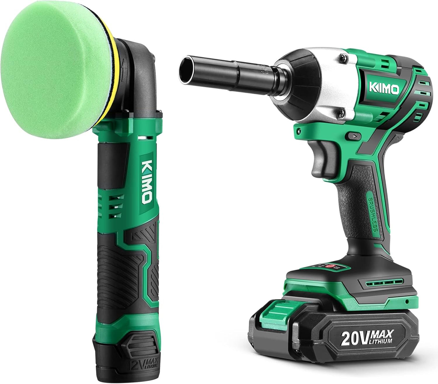KIMO Cordless Car Buffer Polisher Kit + 20V Cordless Impact Wrench 1/2