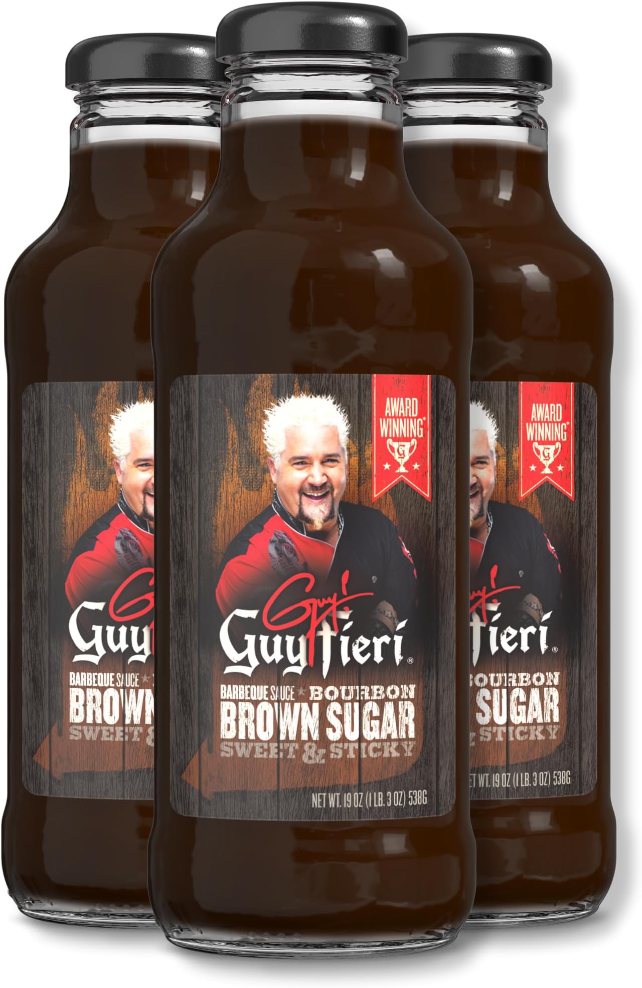 Guy Fieri Brown Sugar Bourbon BBQ Sauce 19.0 OZ(Pack of 3)
