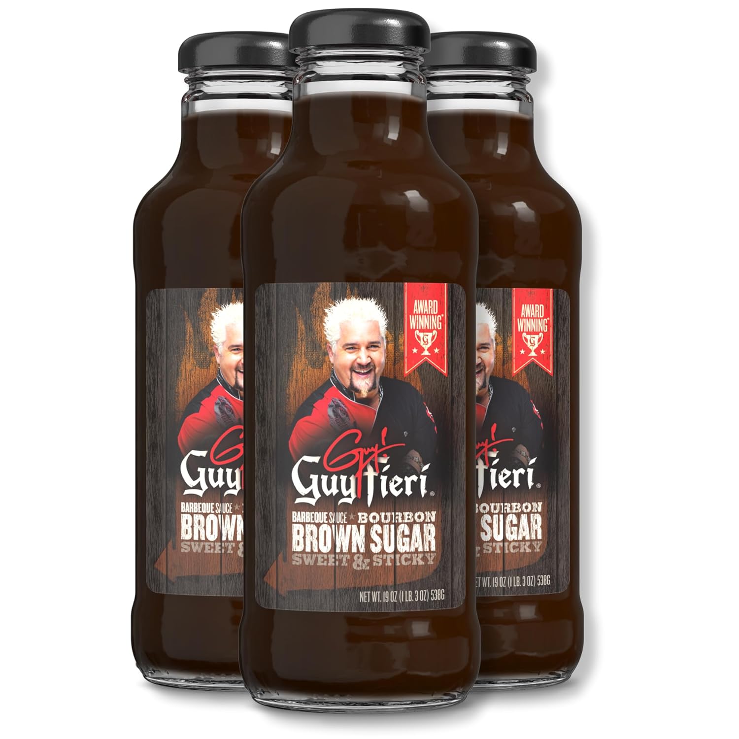 Guy Fieri Brown Sugar Bourbon BBQ Sauce 19.0 OZ(Pack of 3