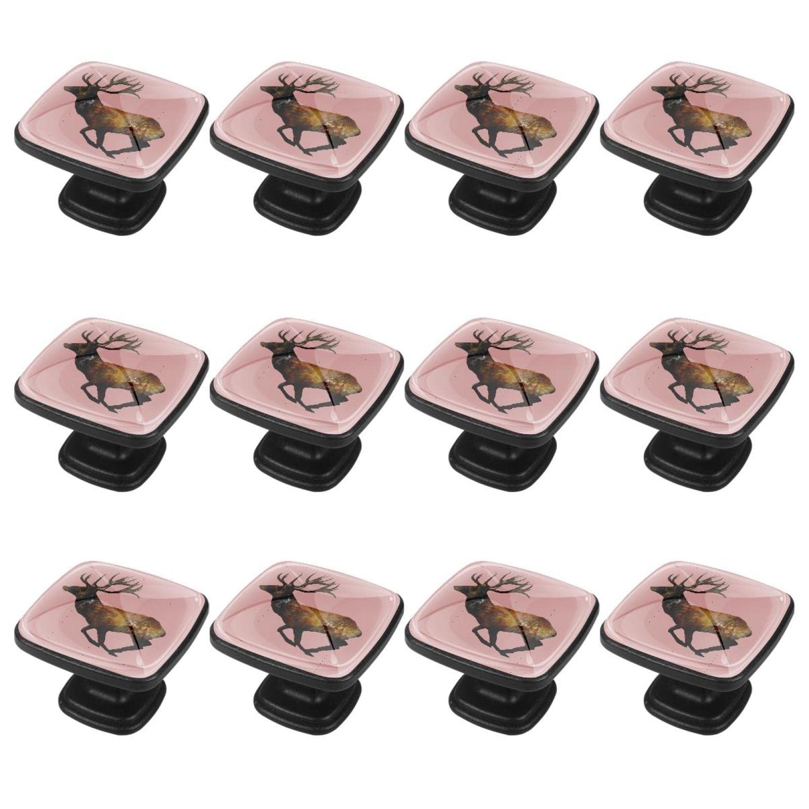Boutons d'armoire wapiti en verre pour décorer la chambre