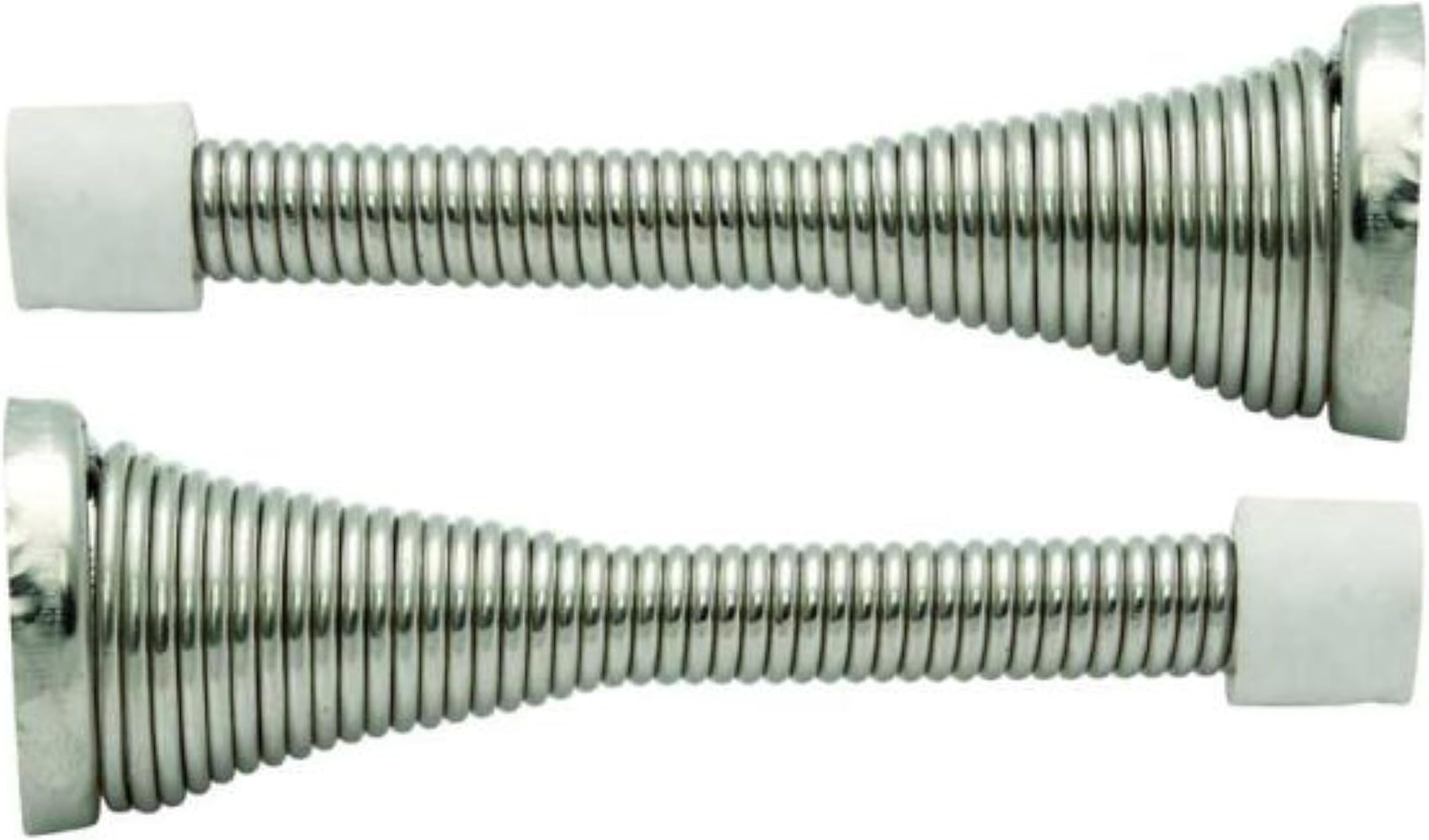 IRONZONE 2 Pack of Spring Door Stops with Rubber Tip 84mm - Nickel Plated