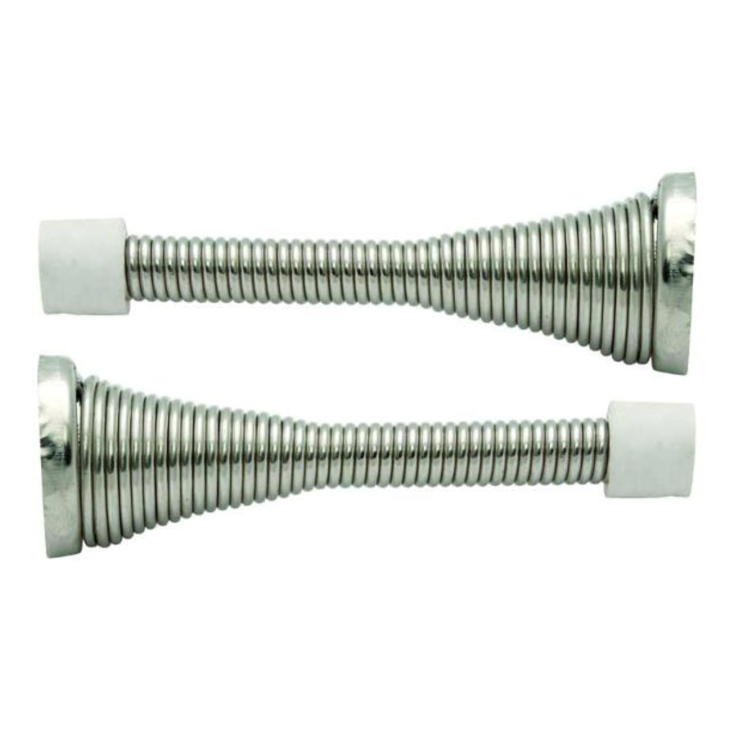 IRONZONE 2 Pack of Spring Door Stops with Rubber Tip 84mm - Nickel Plated
