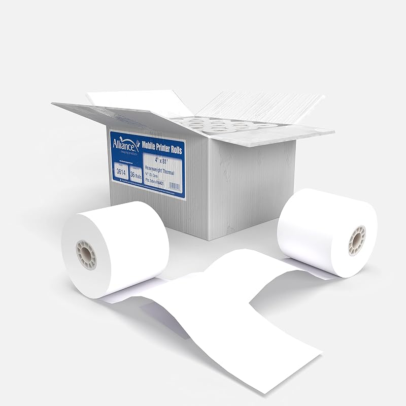 Thermal Paper Receipt Rolls, BPA Free, Grade A, Pure 85 Bright, White Paper, Unique Thermal Coating (4" x 81' x 36 rolls)