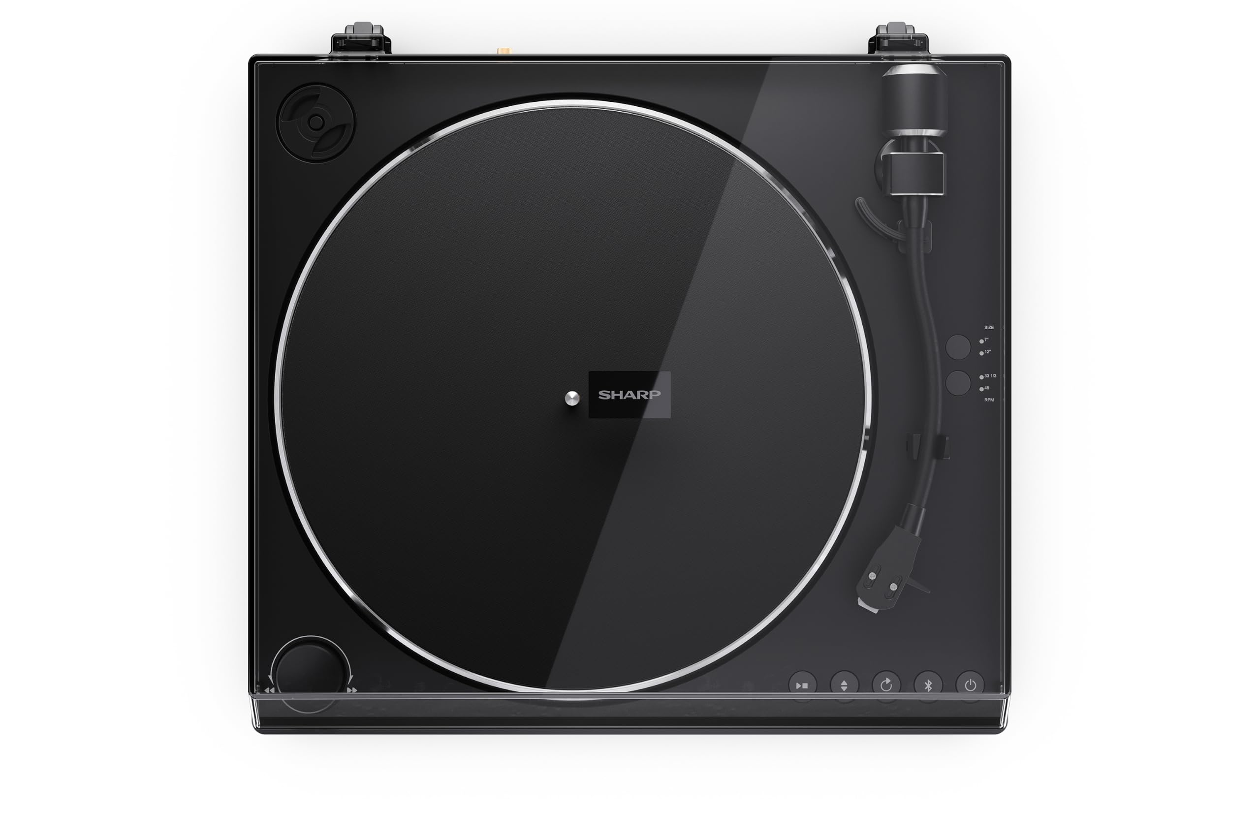 Sharp RP-TT95 vollautomatischer Plattenspieler mit Bluetooth 5.4 | Schallplattenspieler | USB-C-Recording | Audio-Technica Tonabnehmer | Staubschutzhaube | schwarzes ABS-Deck
