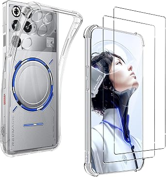 Case for REDMAGIC 11 Pro/11 Pro+/11 Pro Plus with 2 Pack Tempered Glass Screen Protector, Soft TPU Ultra Slim Corner Bumper Airbag Drop Protection Shockproof Anti-Scratch Cover, Transparent