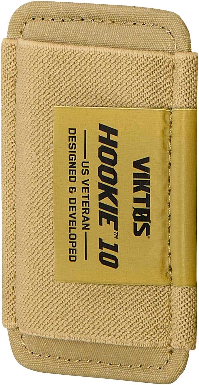 VIKTOS Hookie 10 EV Single Pistol Magazine Holder | Durable Compact 2.5" W x 3.75" H Tactical Storage EDC Tactical Mag Pouch with Elastic Webbing & Hook Backing