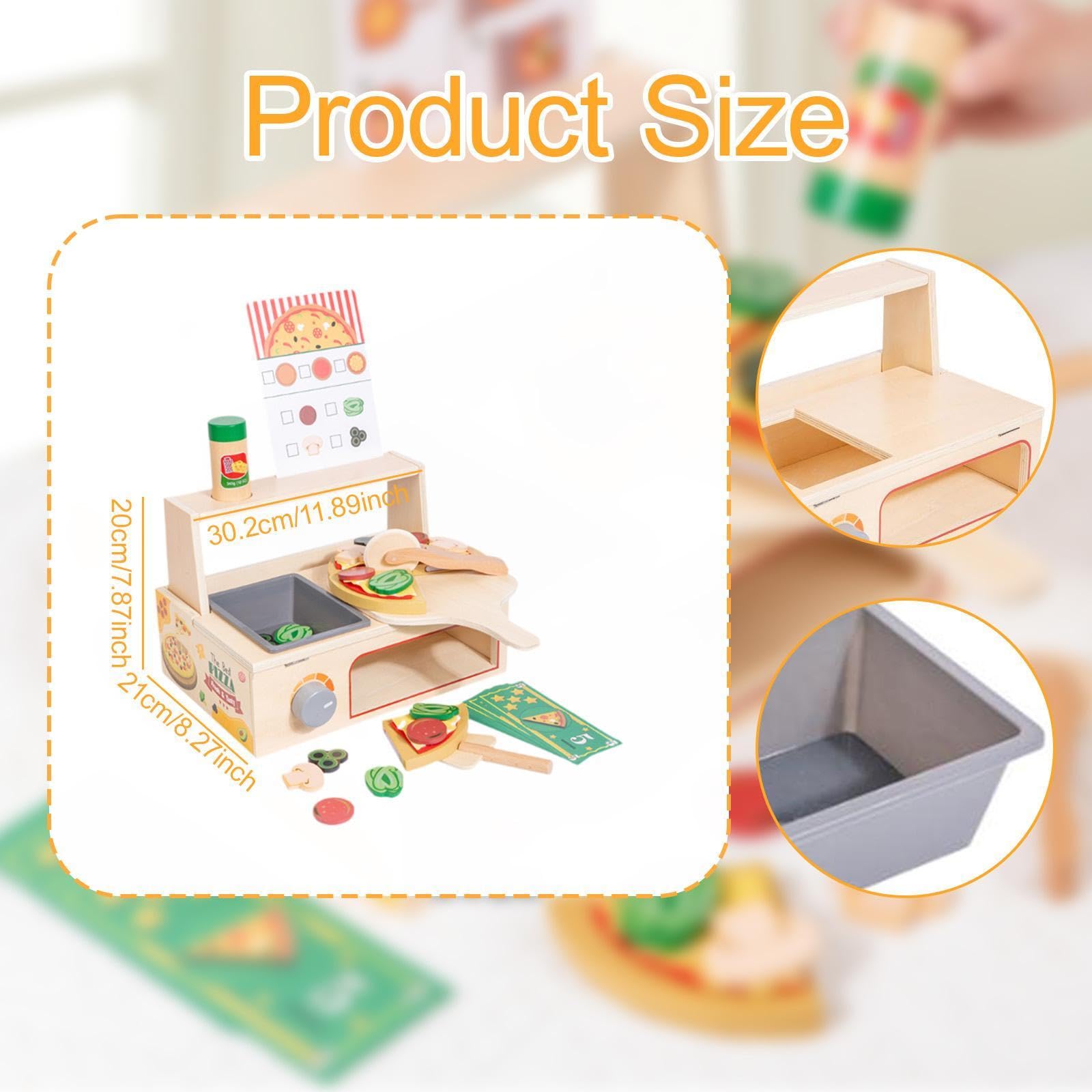 Fenteer Giocattolo di Pizza in Legno, Gioco di Ruolo, Giocattoli per Genitori E Bambini, Giochi per Le Vacanze