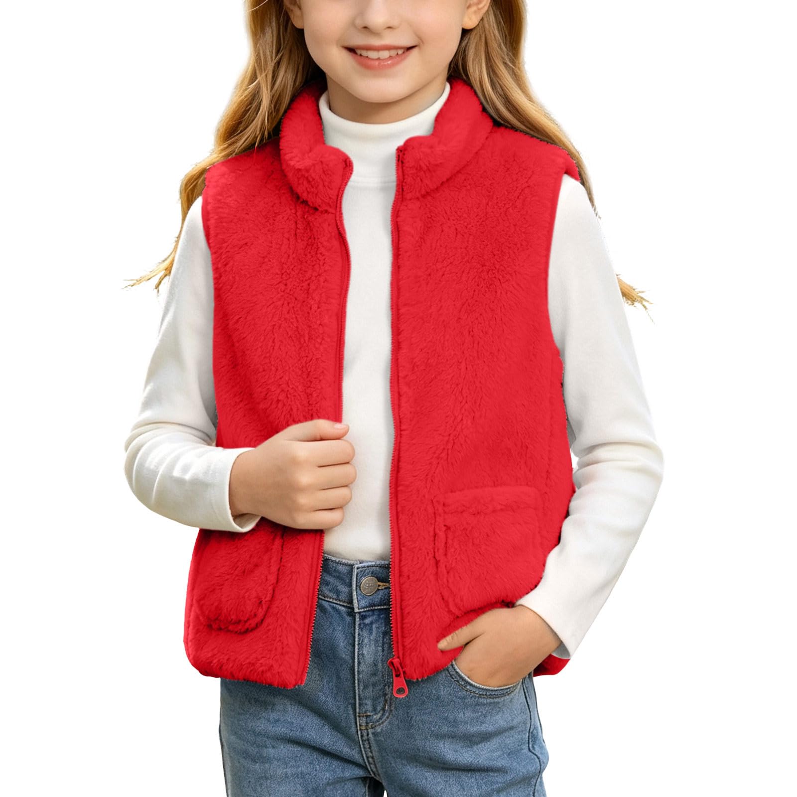 VEOAD Kinder Weste Fleece Fleeceweste Kinderweste Mädchen Jungen Warm | Warm, Kuschelig, Stehkragen, Mit Taschen, Für Übergangszeit Und Alltag, Ideal Für Kita Und Spielplatz