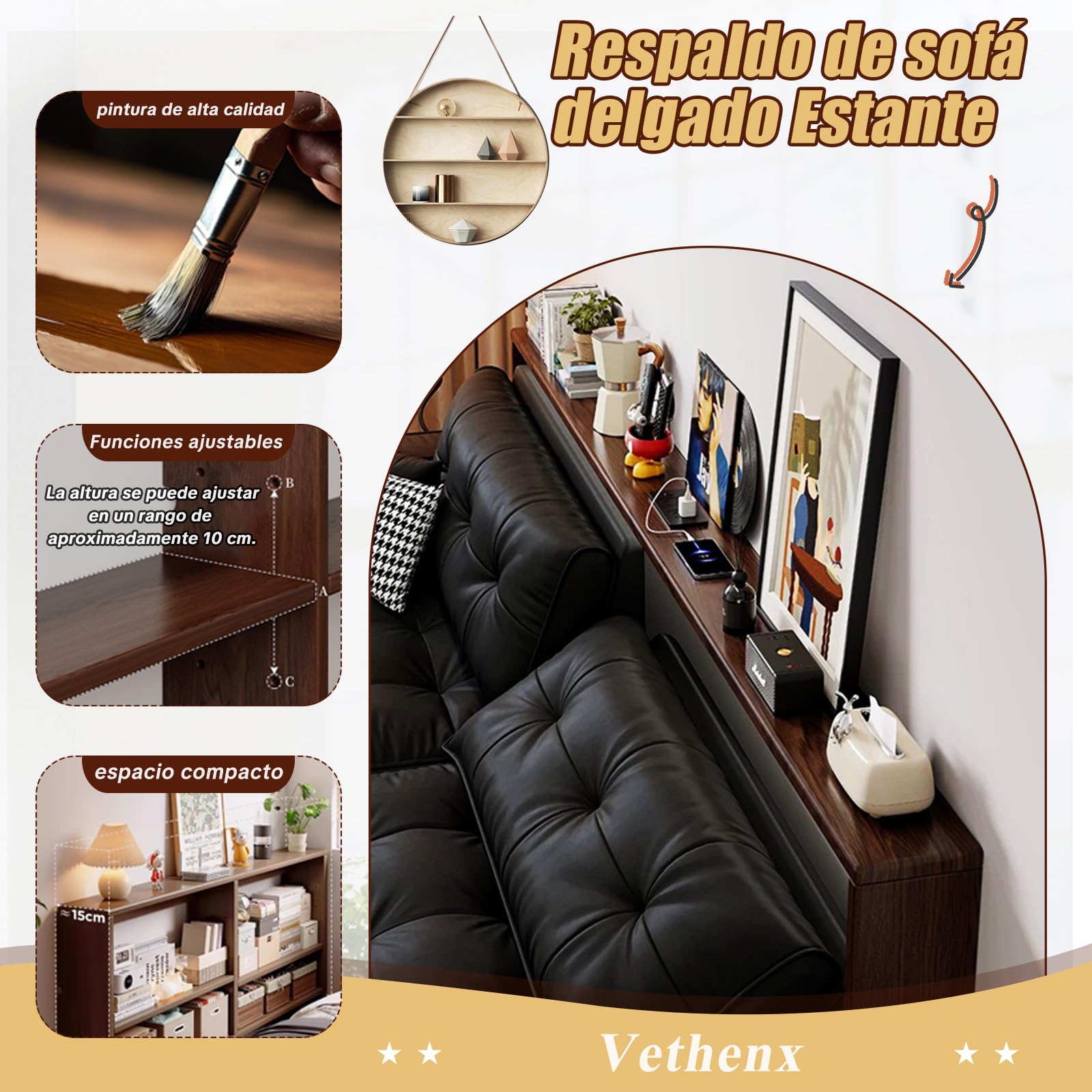 estantes de Doble Capa,Mesa de Entrada Recibidor Pequeña,Mueble detras Sofa Decoraciones estrechas,Ideal para Espacios pequeños para Salón Pasillo Recibidor （Blanco-120×15×86）