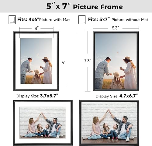 Miniatura 3 de Juego de 4 portarretratos de 5 x 5 pulgadas, color champán mate, marco cuadrado para escritorio y montaje en pared, marco flotante de aluminio para