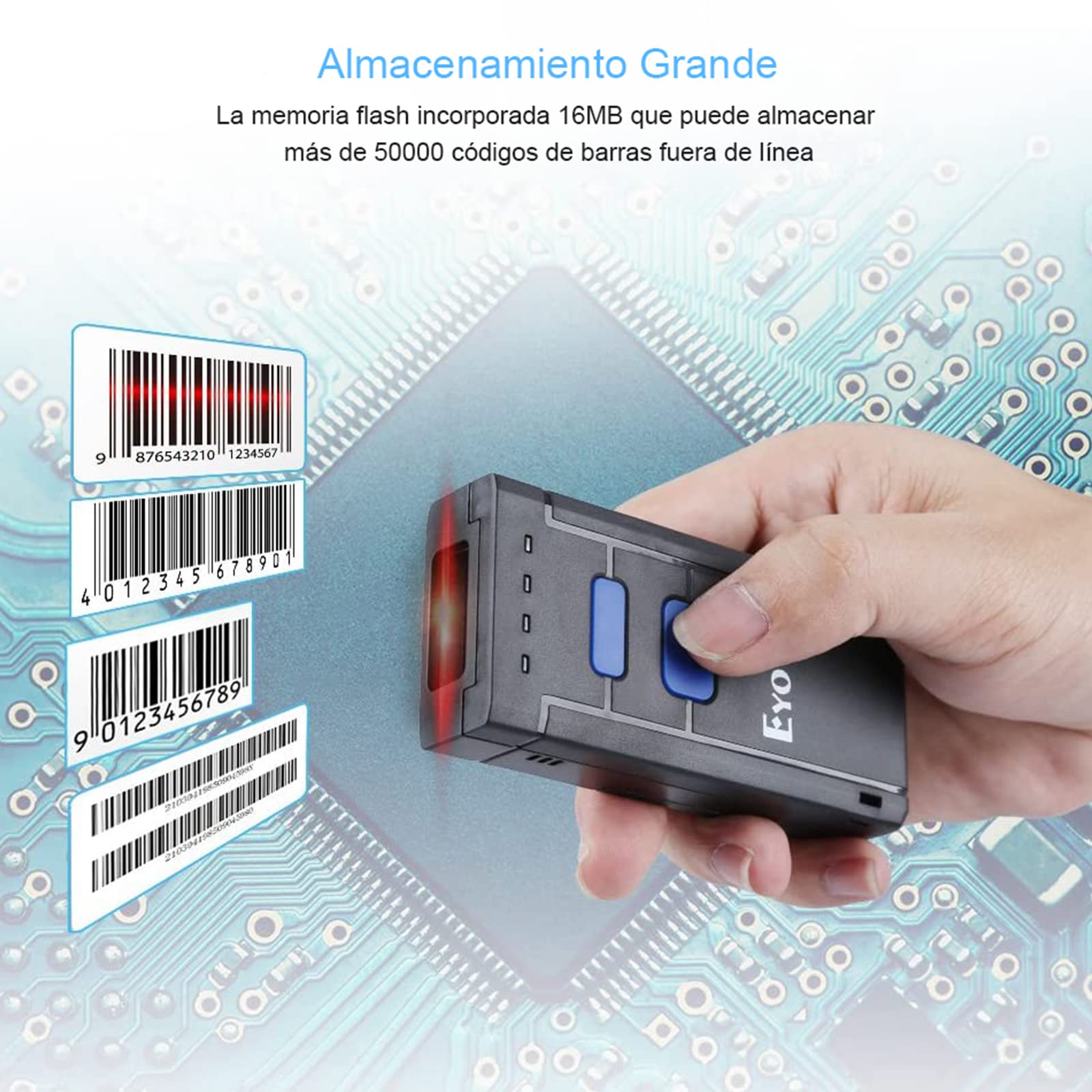 Eyoyo 1D Escáner de Código de Barras Bluetooth, CCD Mini Lector de Código de Barras Portátil Inalámbrico CMOS Pistola de Codigo de Barras para POS, Teléfonos Móvil, Android, iOS, Librería y Farmacia