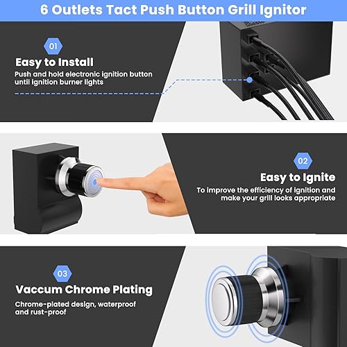 Vista 26 de Uniflasy Kit de encendido para parrilla, módulo de encendido electrónico y botón de interruptor con cables para encendedor Charbroil, repuesto