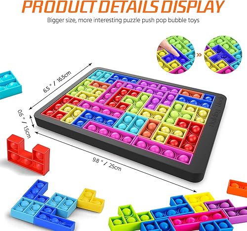 Miniatura 2 de VIAI - Juguetes antiestrés para reventar burbujas juguete sensorial de gran tamaño para aliviar la ansiedad y el autismo rompecabezas de mesa para