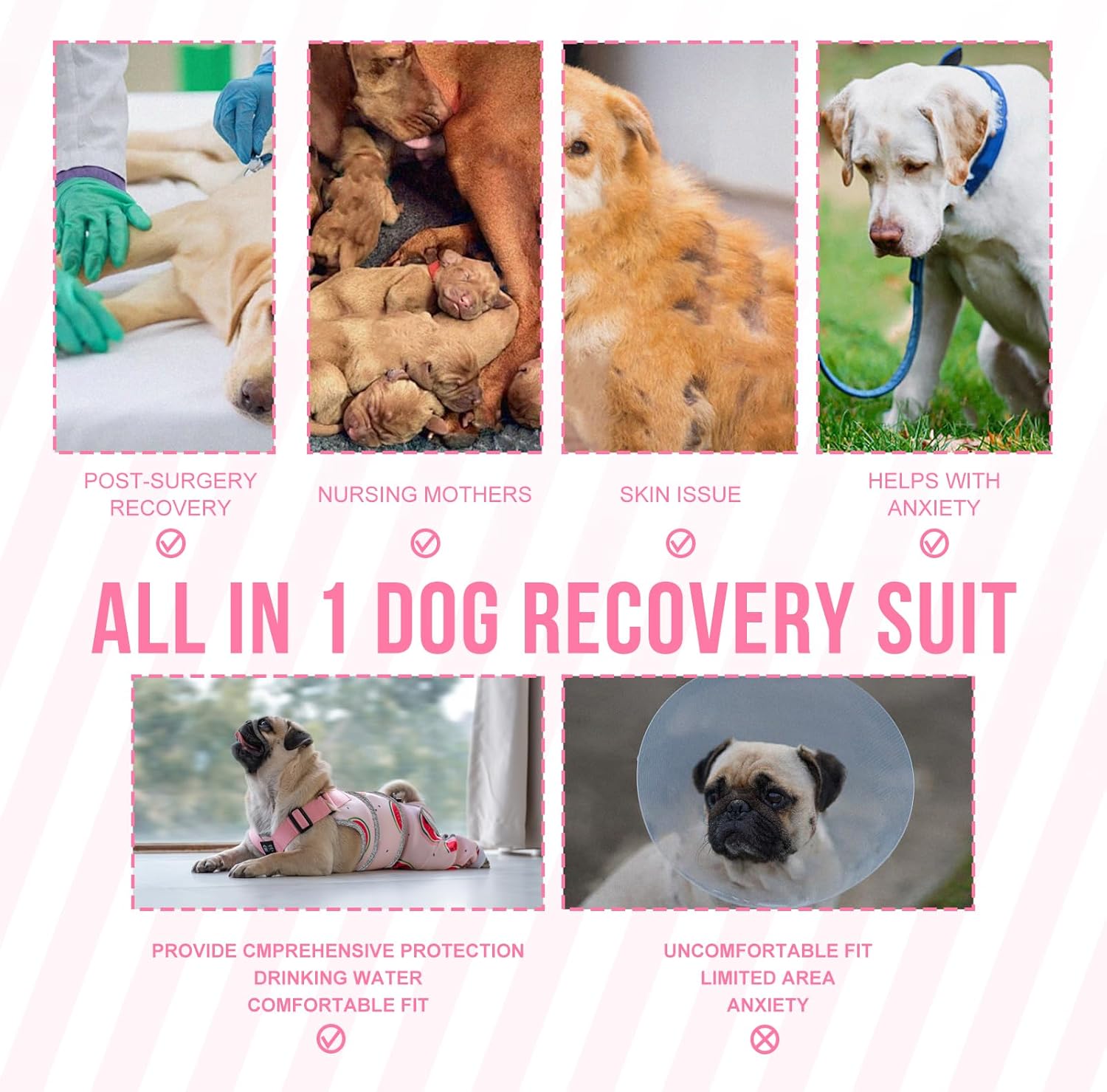 Dog Recovery Suit, Adjustable Rear Leg Sleeve to Stop Licking Wounds for Large Medium Male Female Dogs, Surgical Clothing for Neuter Spay Protective as Cone Alternative After Surgrey