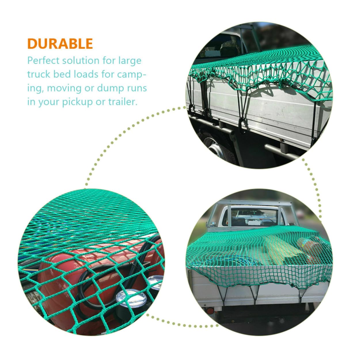 Rete di Carico per Cassone Camion in Nylon Resistente con Elastici e 15 Ganci, per Trailer e Pick-up Durante Campeggio e Trasporto Merci