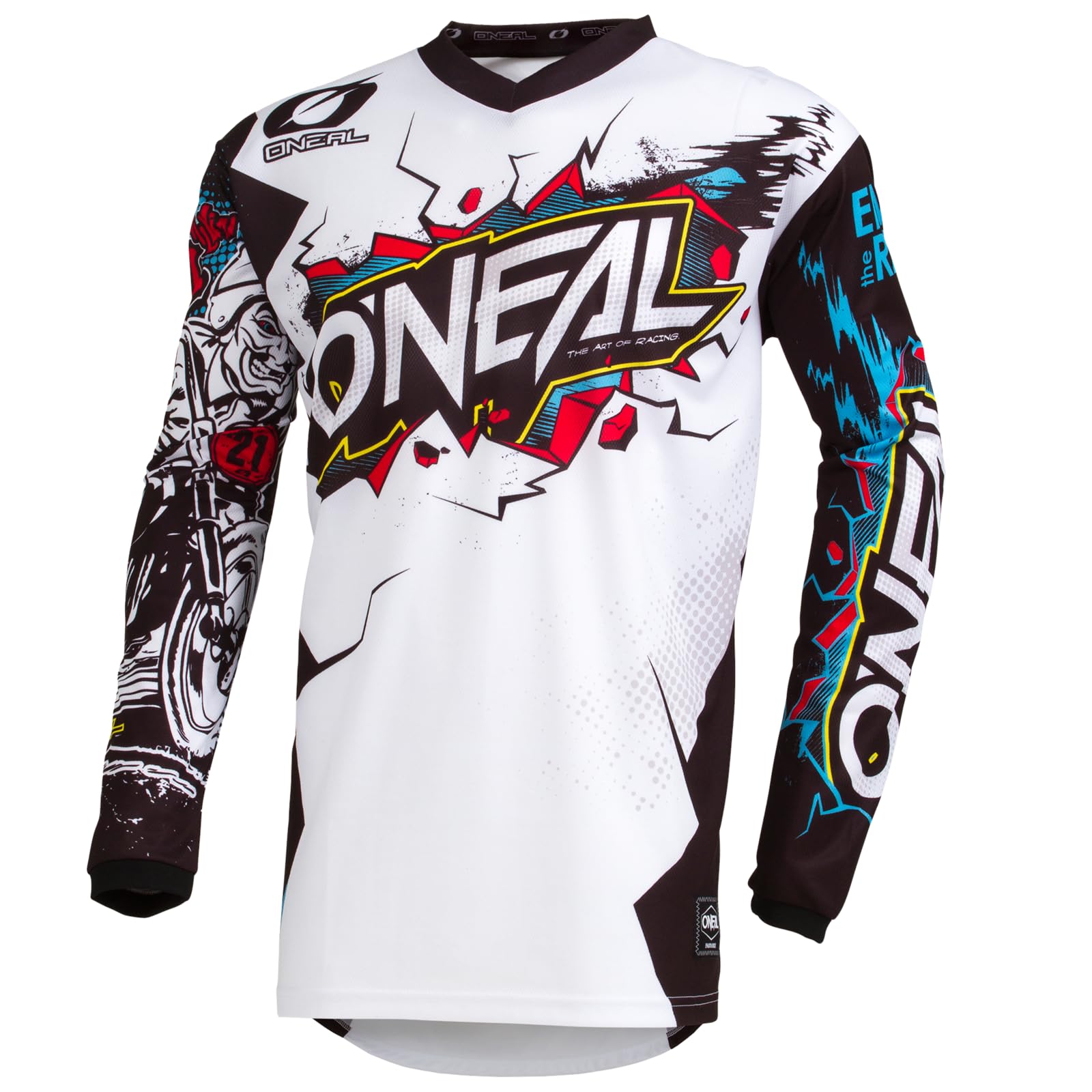 O'Neal | Motocross Jersey | Enduro Motorcycle | Fit for Maximum Range of Movement, Stitched Elbow Protection, Breathable | Element Villain Jersey | Adult | White | Size M