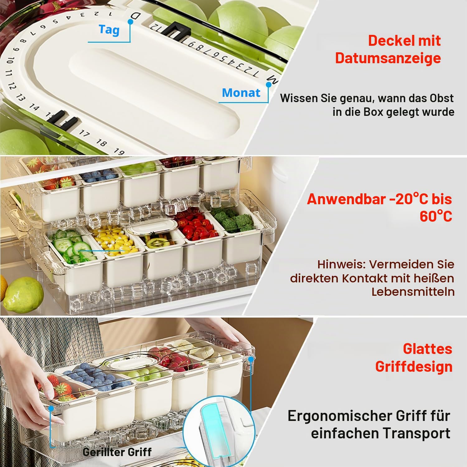 Eisgekühlter Gewürzbehälter mit Deckel, gekühlte Gewürzbehälter, Servierbehälter mit 5 Löffeln, 12 Gabeln und 1 Clip, Obst-Gemüse-Caddy für Partyzubehör und Barzubehör