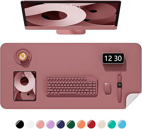 Miniatura 25 de Alfombrilla de escritorio, 60 x 35 cm, de piel sintética, antideslizante, alfombrilla grande para mouse para escritorio, impermeable, almohadilla de