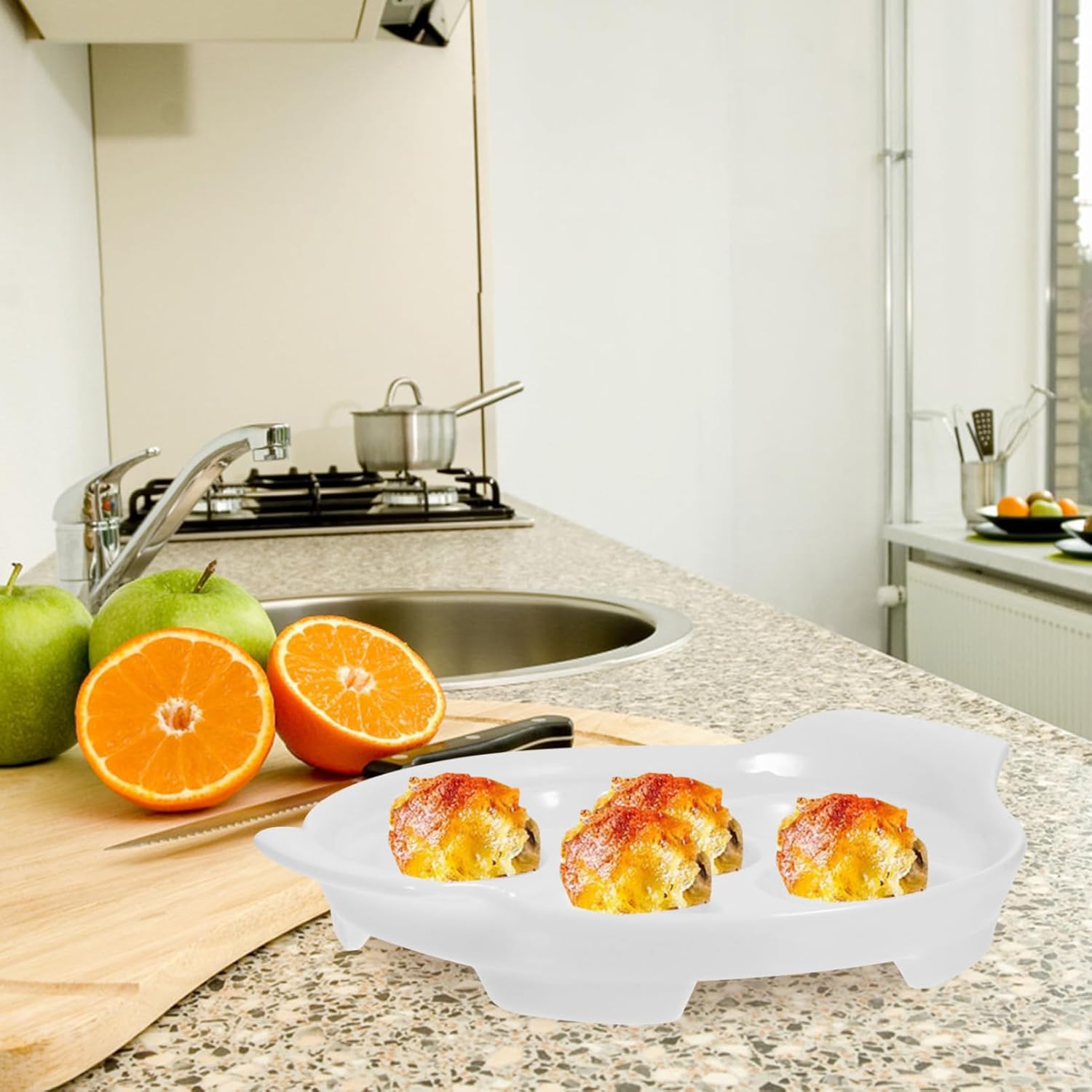 Garneck 4pcs Ceramic Snail Dishes High-temperature Resistant Porcelain Escargot Plates with Handles Versatile Baking Dish for Snails Seafood and More