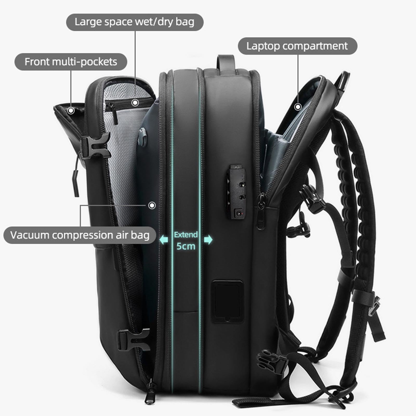 Vikye Vakuum-Kompressionsbeutel für Reisen, 25 L, 30 L, 60 L, TPU, Wiederverwendbar, Wasserdicht, Tragbarer Reiserucksack, Vakuumbeutel-Set für Koffer, Rucksack
