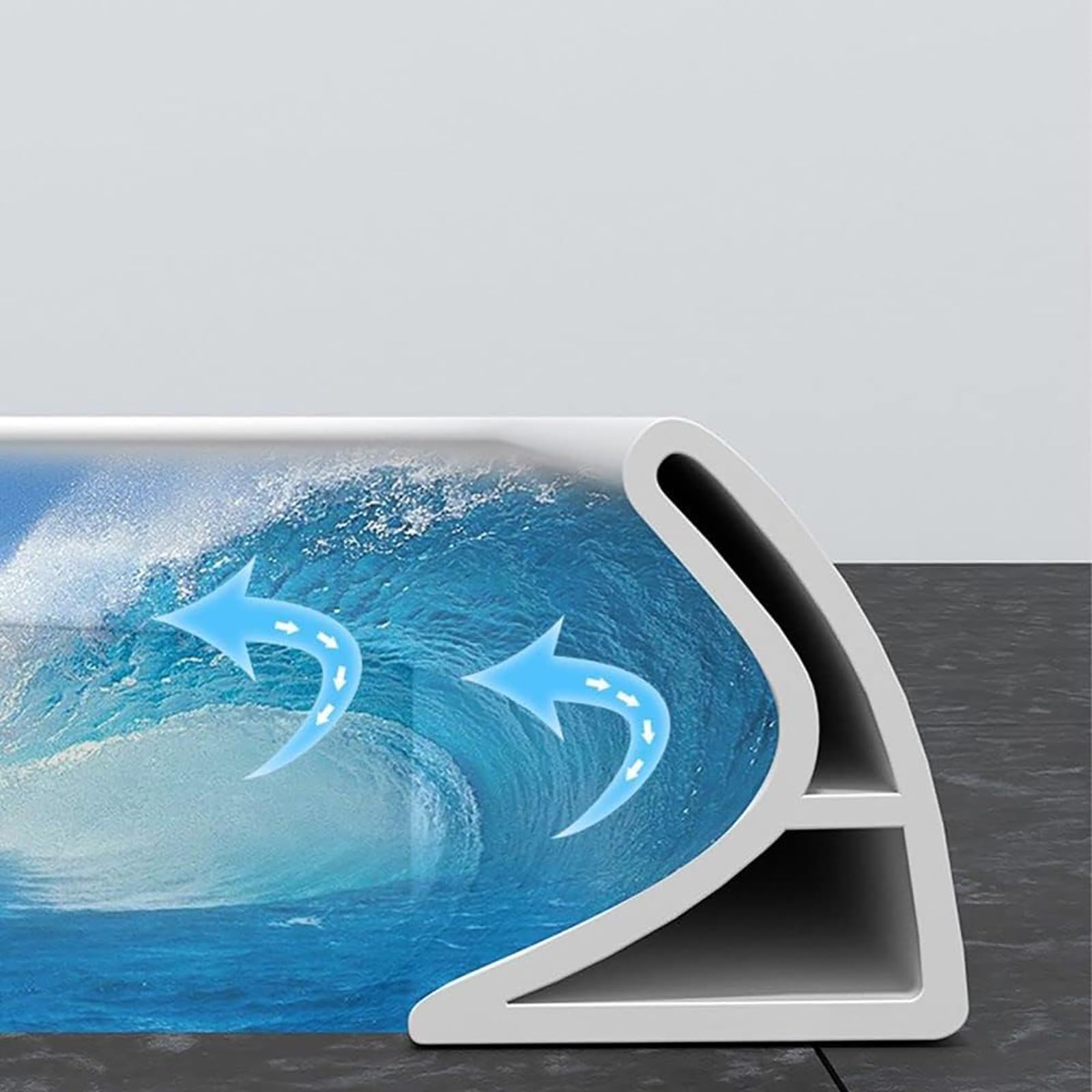 Diga d'acqua per soglia porta doccia in silicone, barriera d'acqua pieghevole Barriera bianca autoadesiva per pavimento umido, per lavello della cucina, striscia di tenuta per pavimento del bagno ( Co