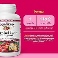 Vista 3 de Natural Factors - GrapeSeedRich Extracto de semilla de uva, soporte antioxidante, 60 cápsulas vegetarianas