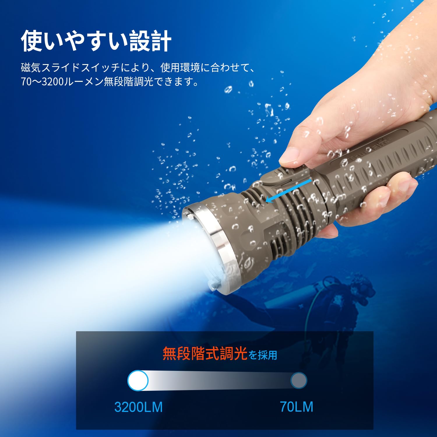 TrustFire ダイビングライト DF002 LED懐中電灯 3200LM Amazon.co.jp: 【新型超強材質】TrustFire ダイビングライト DF002 LED