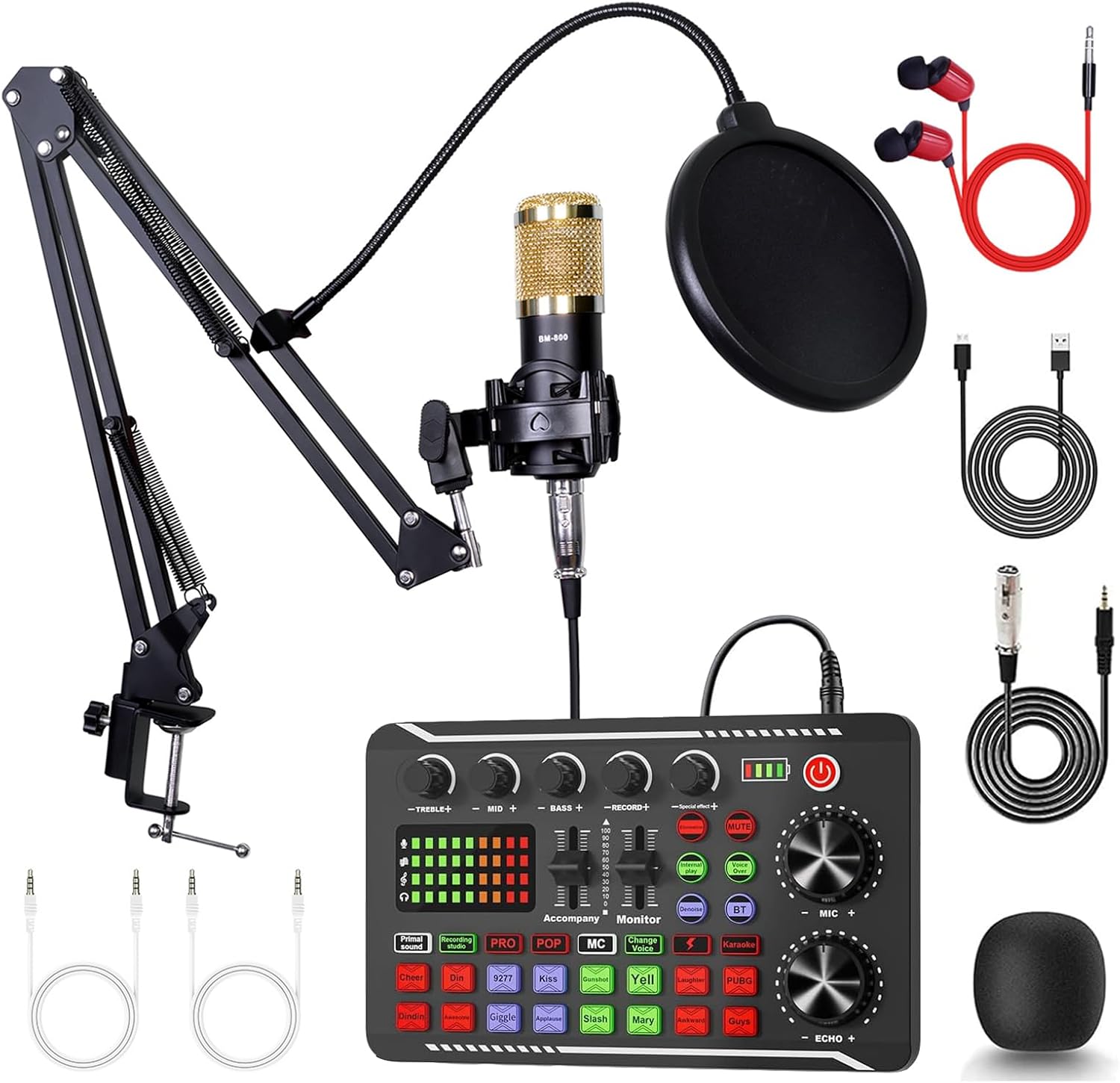 ALSO GO Podcast Equipment Bundle, Music Recording Equipment with Condenser Microphone, Recording Studio Package with Audio Interface Perfect for Podcasting, Singing, Recording, Streaming and Gaming