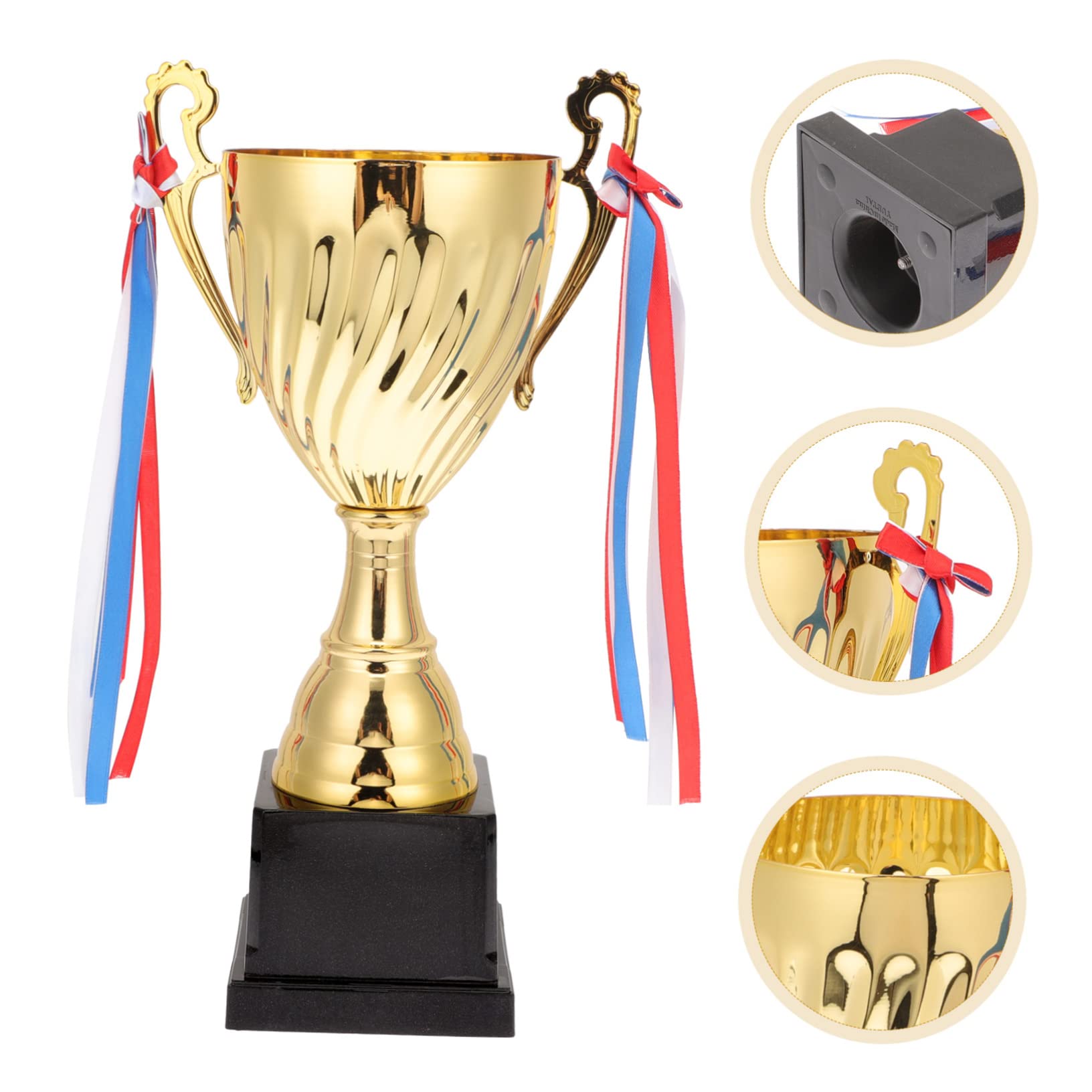 Toyvian Trofeo de Premio Deportivo de Competición Metálico Dorado | Copa en Negro, Diseño Brillante, para Niños y Adultos, Adecuado para Premios en Concursos y Fiestas Navideñas