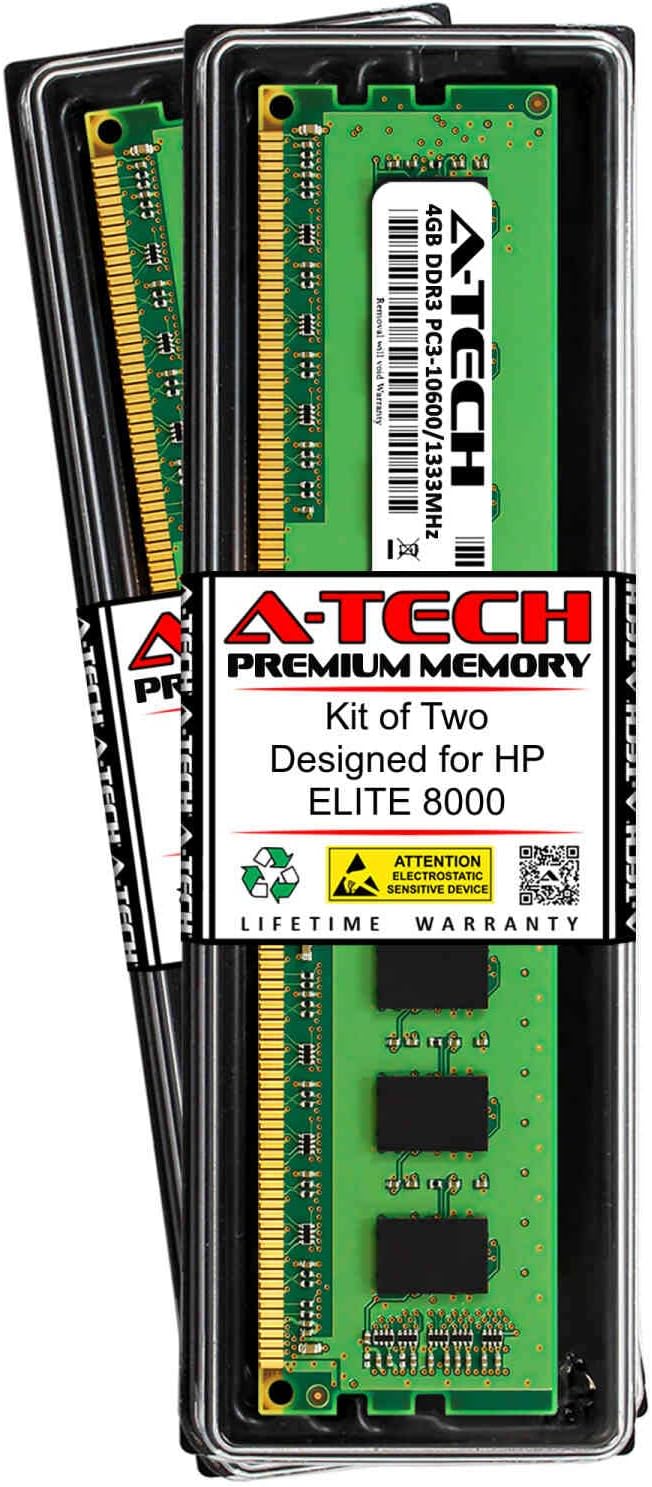 A-Tech 8GB (2 x 4GB) RAM for HP Elite 8000 | DDR3 1333MHz DIMM PC3-10600 240-Pin Non-ECC UDIMM Memory Upgrade Kit