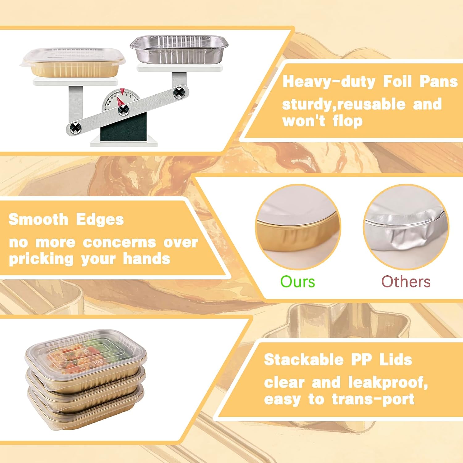 50 Pack Disposable Aluminum Foil Pans with Lids, 11 oz Mini Cake Bread Loaf Tins, Small Gold Baking Containers for Meal Prep, Leftovers and Takeout (6.3 x 5.5 x 1.2 in)