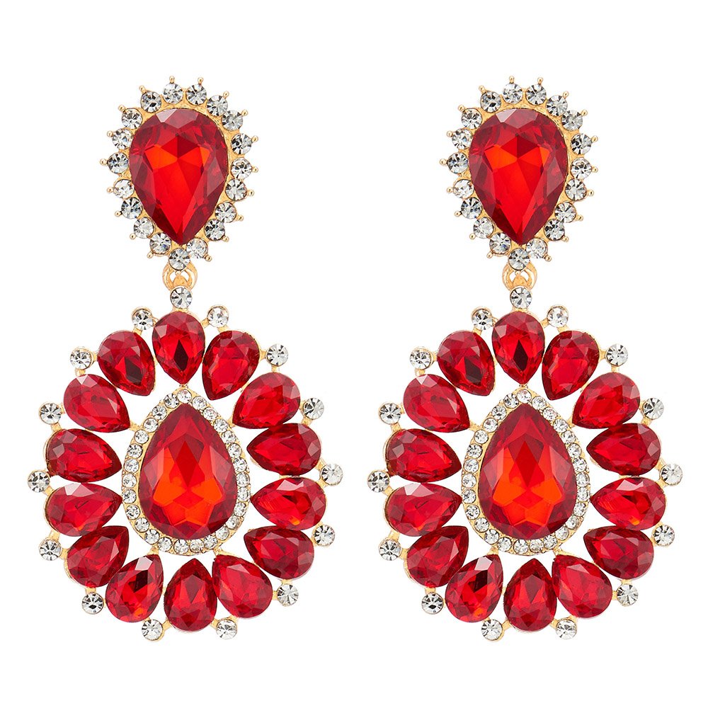 Orecchini Statement A Goccia Con Cristalli E Strass - Cerchio Cluster Colorato - Grandi E Alla Moda Per Festa Ed Eventi, In Lega E Pietra Sintetica - 4