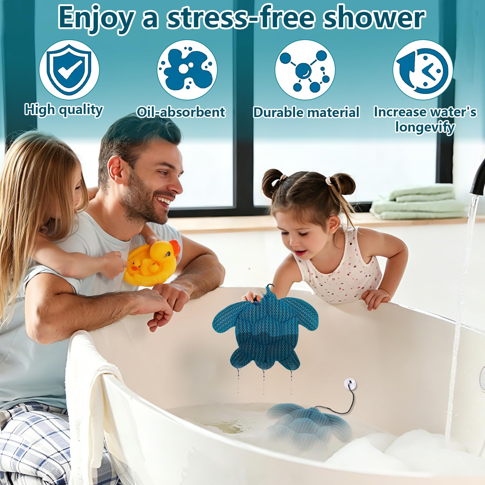 Scum Absorber für Pool Hot Tub 2er Set, Wiederverwendbarer Whirlpool Schwamm, Ölabsorbierender Schwamm Pool Spa, schaumabsorber Whirlpool Reinigung (Meeresschildkröte,2pcs)