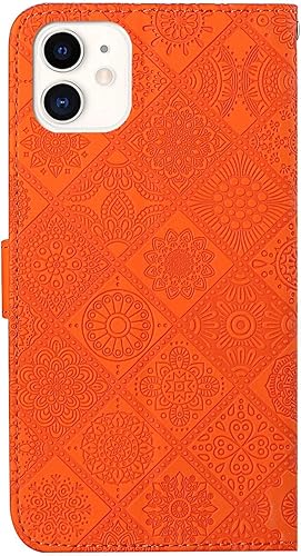 Miniatura 3 de Funda compatible con iPhone 12 Mini con tarjetero de cuero con tapa abatible, estampado retro con función atril, funda protectora magnética para