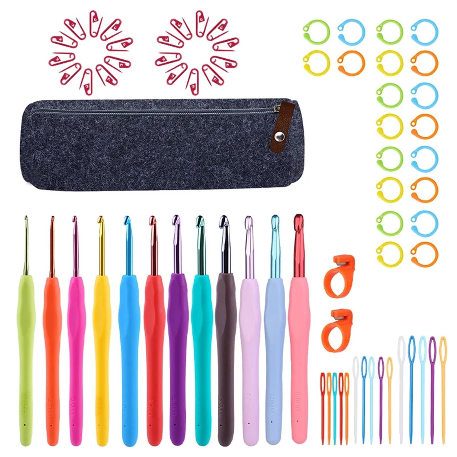 Hooks, Soft Handle Crochet Weave Knitting Needles Kit Needle Set Craft Tools with Bag